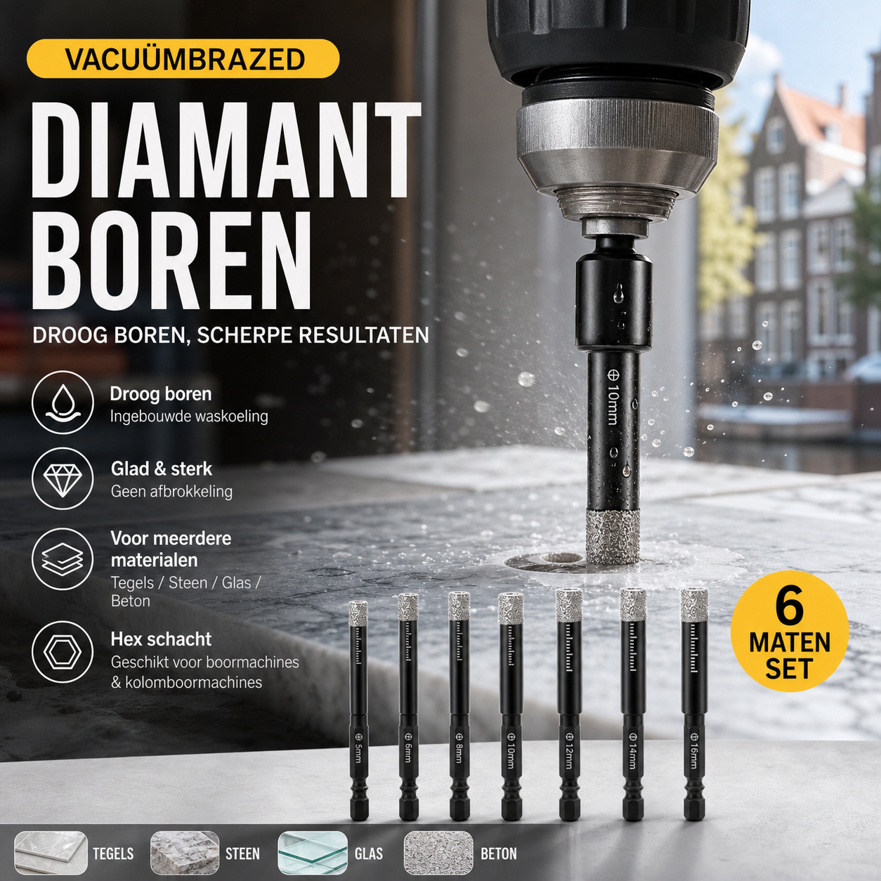 🎁 50% KORTING & 😍 Hot deal! Zeskant-schachtboortjes voor marmer / tegels / steen