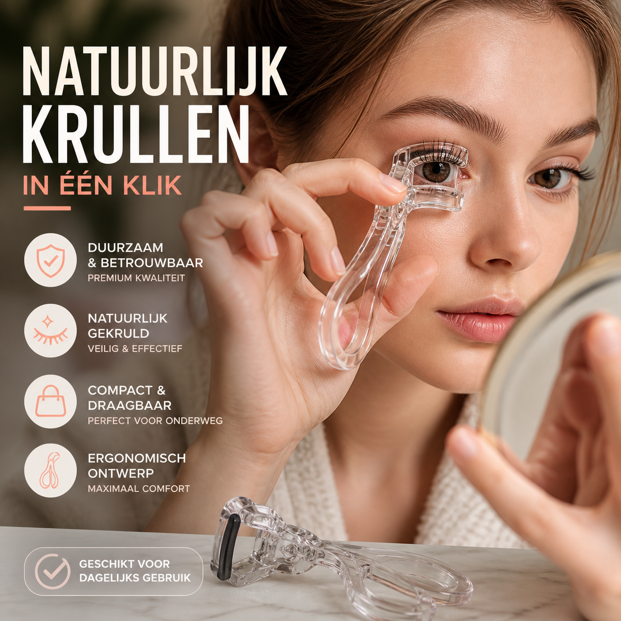 👁️ 50% korting op ergonomische wimperkruller – brede hoek, krult alle wimpers in 1 keer, natuurlijk en langdurig.