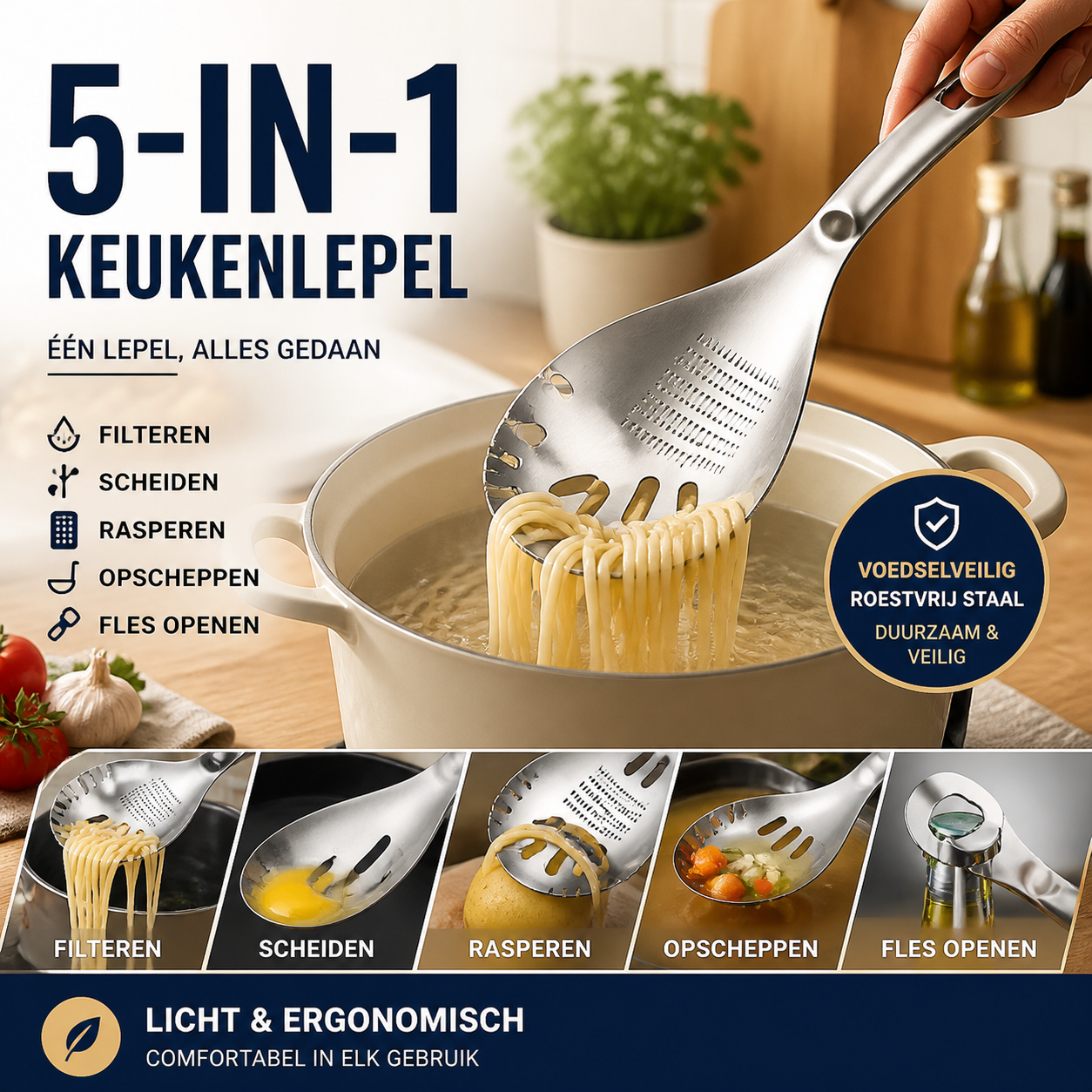 🔄🍲 Beperkte tijd! 50% korting – multifunctionele lepel, 🌿 zeef & scheider, 🧂 maal functie, 🍾 opener – alles in 1!