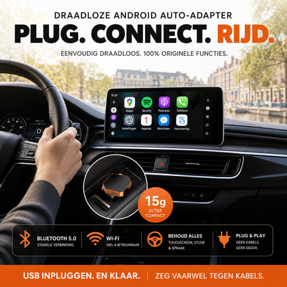 🚗📱 50% korting! Draadloze Android Auto adapter – 📲 automatisch verbinden, ⚡ plug & play, 🧳 compact – geen kabels meer!