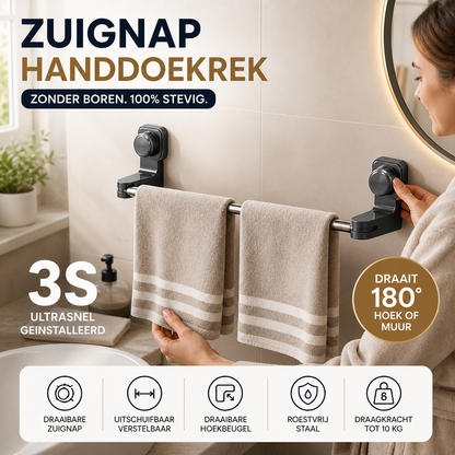🚿 50% korting! Zuignap multifunctionele houder – hangt handdoeken, badjassen, kleding & tassen. Sterk, zonder boren & overal te gebruiken! ✨🧥