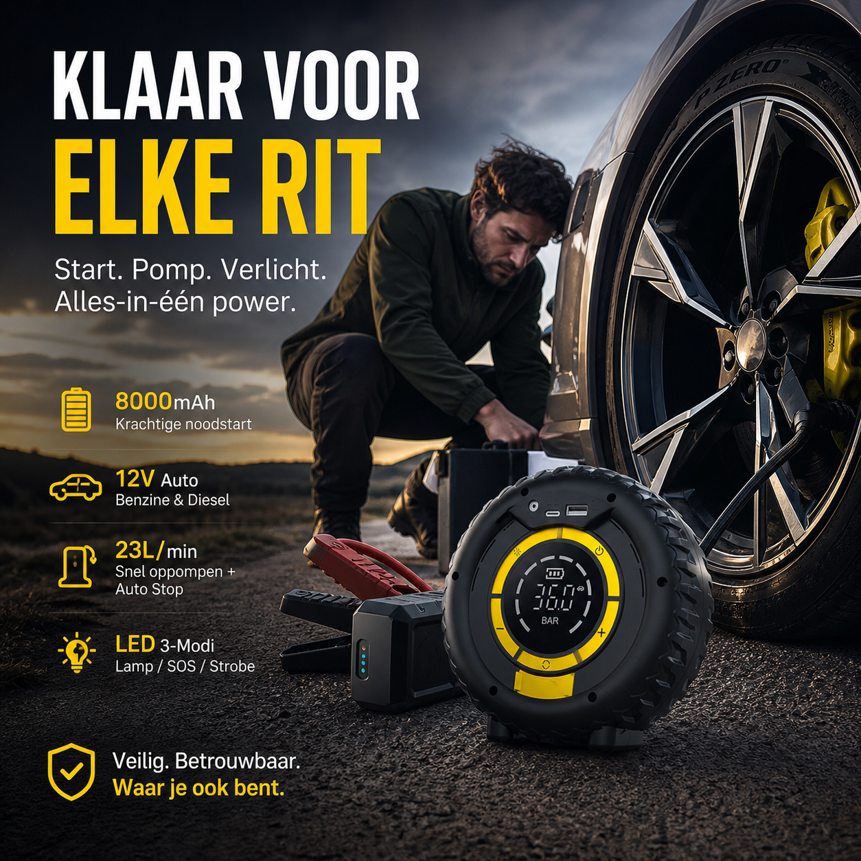 🚗 50% korting! 2-in-1 acculader & bandenpomp – 3-in-1 functie, draadloos & altijd klaar voor noodgevallen! ⚡✨