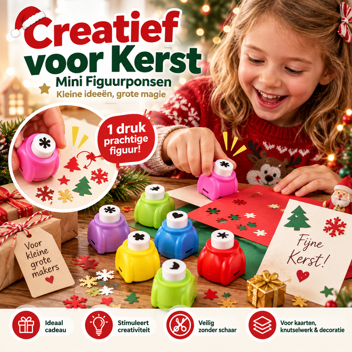 ✂️50% korting! DIY-ponsset voor kinderen – sterren, hartjes & dieren. Perfect voor knutselen & scrapbooking – creatief plezier! ✨🧒