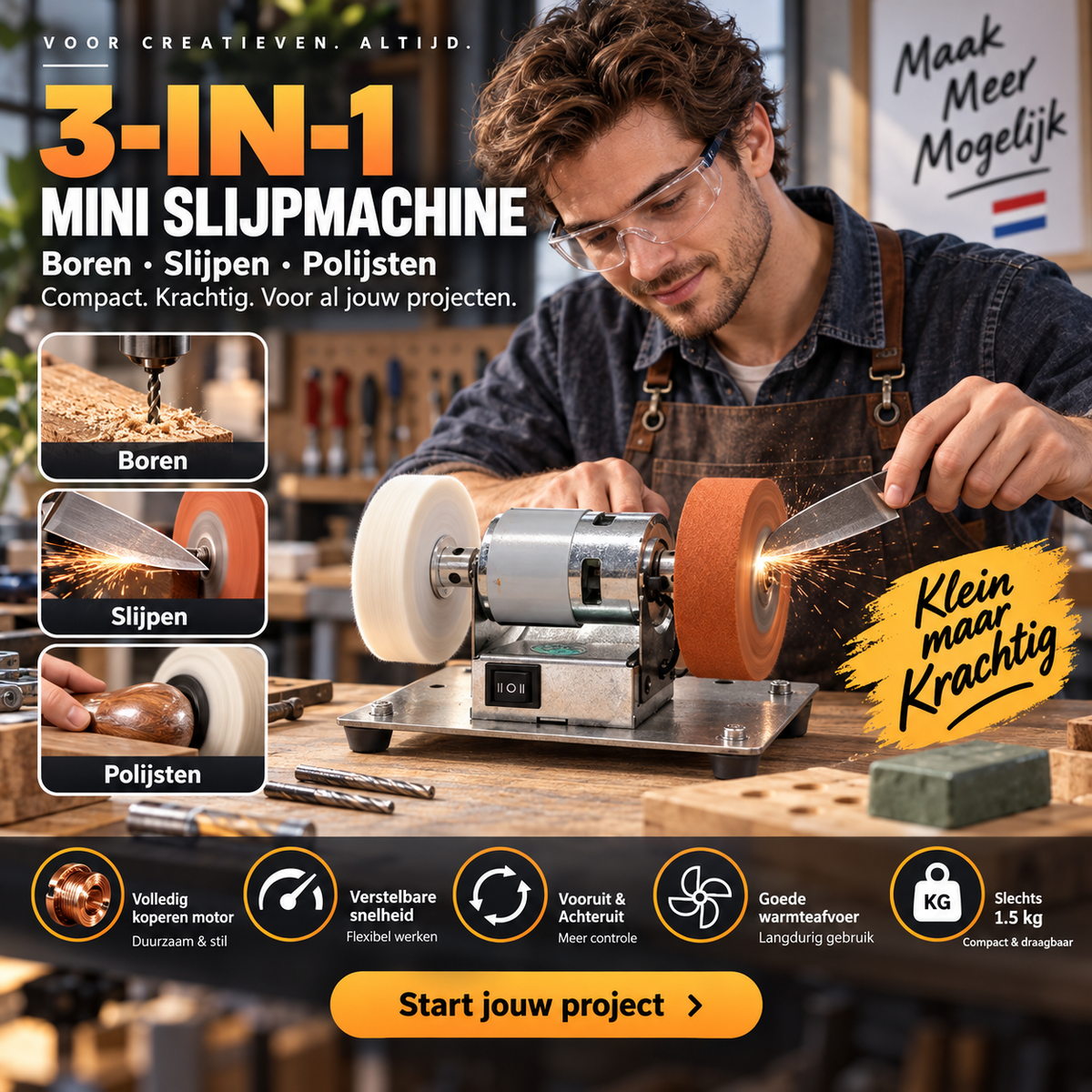 🔧 50% korting! Multifunctionele schuurmachine – schuren, polijsten & boren in 1. Krachtige 100W motor & regelbare snelheid – voor elke DIY-klus! ✨💪