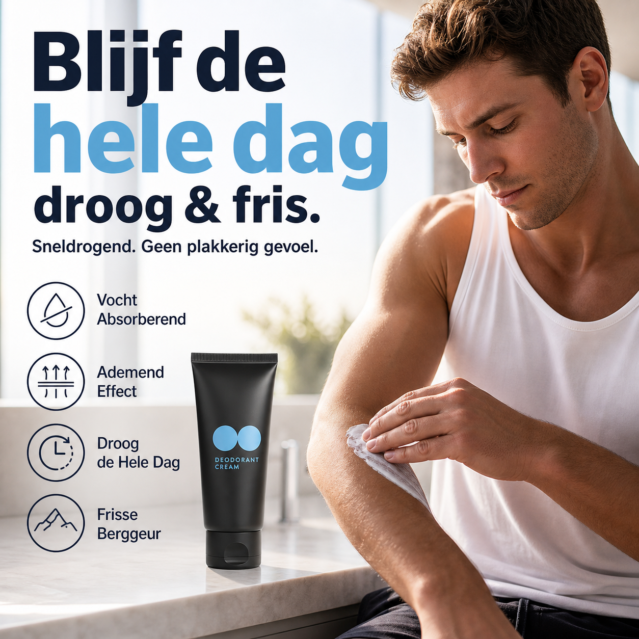 🧴 50% korting op sneldrogende deodorantcrème – 48u bescherming, voorkomt geur en zweet, zonder plakkerig gevoel.