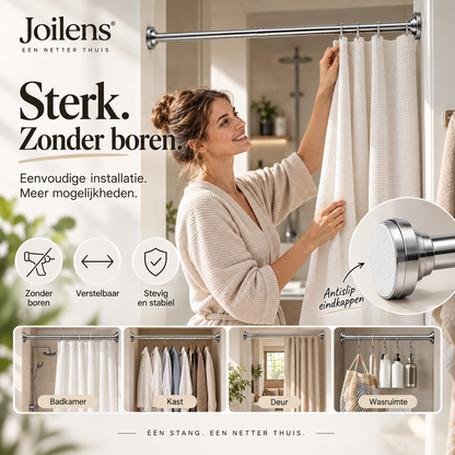 🏠 Verstelbare spanstang zonder boren – eenvoudig te installeren, stevig & veelzijdig inzetbaar