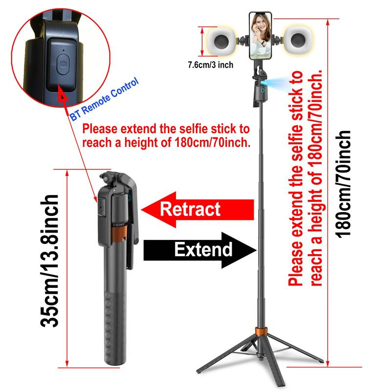 📱 50% korting! Slimme selfiestick – automatische gezichtsherkenning, 360° rotatie & ingebouwde camera. Inclusief 2 fill lights – tot 180 cm! ✨🤳