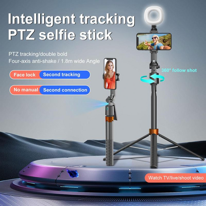 📱 50% korting! Slimme selfiestick – automatische gezichtsherkenning, 360° rotatie & ingebouwde camera. Inclusief 2 fill lights – tot 180 cm! ✨🤳