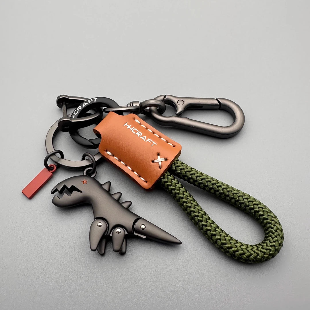 Dinosaurusbedel van aluminiumlegering gecombineerd met een handgeweven armband - 🔥tweede item met 40% korting