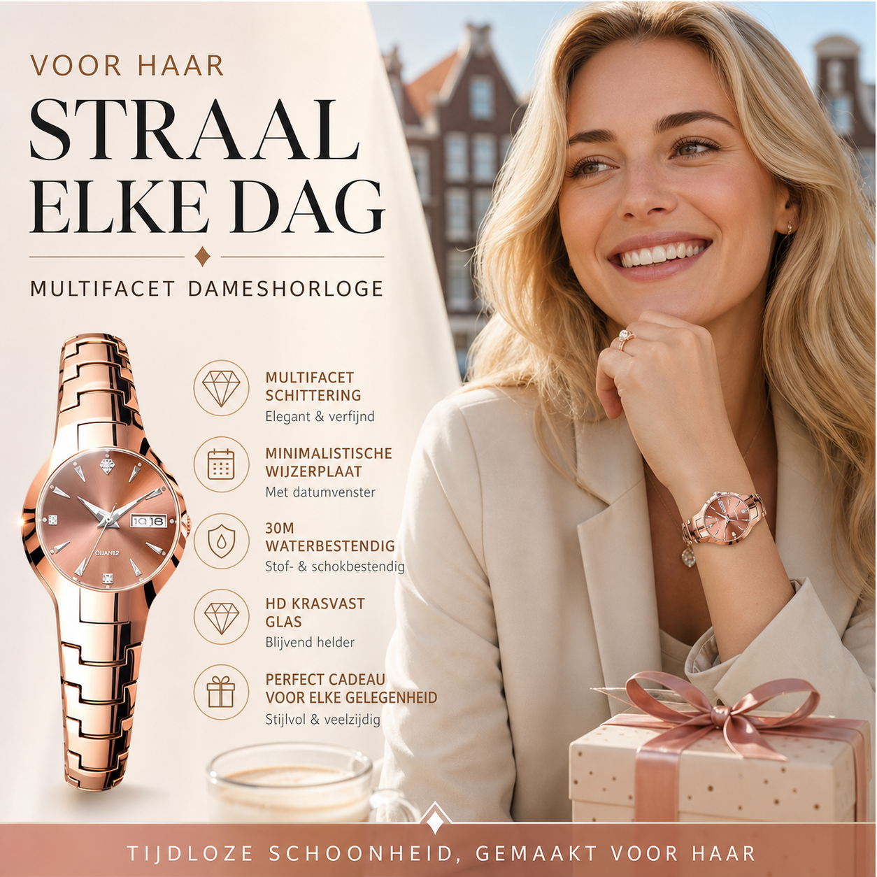 ⌚ 50% korting op elegant dameshorloge – waterdicht, stijlvol en perfect voor elke gelegenheid.
