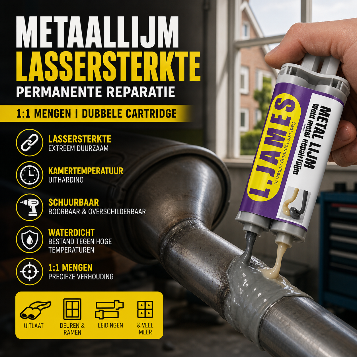 🔩 50% korting! Koud lasmiddel voor uitlaat & leiding – hittebestendig, slagvast en stopt lekkages voorgoed. Geen lassen nodig.