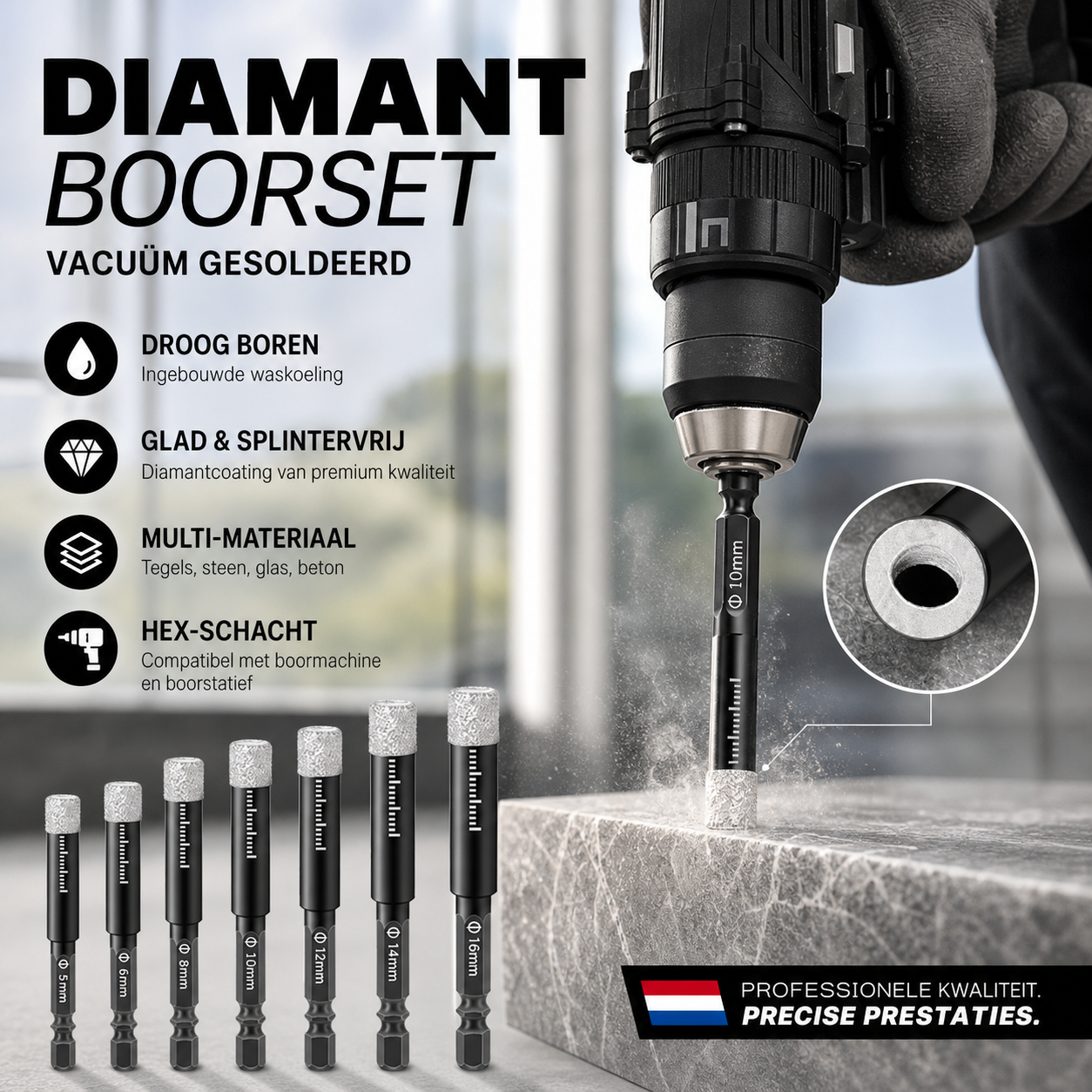 🎁 50% KORTING & 😍 Hot deal! Zeskant-schachtboortjes voor marmer / tegels / steen