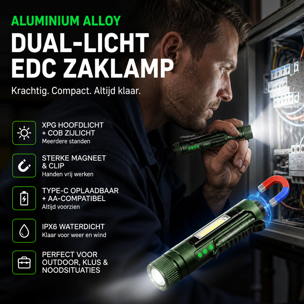 🔦 50% korting op penvormige magnetische werklamp – 3 lichtstanden, oplaadbaar en stevig, ideaal voor nauwkeurig werk.