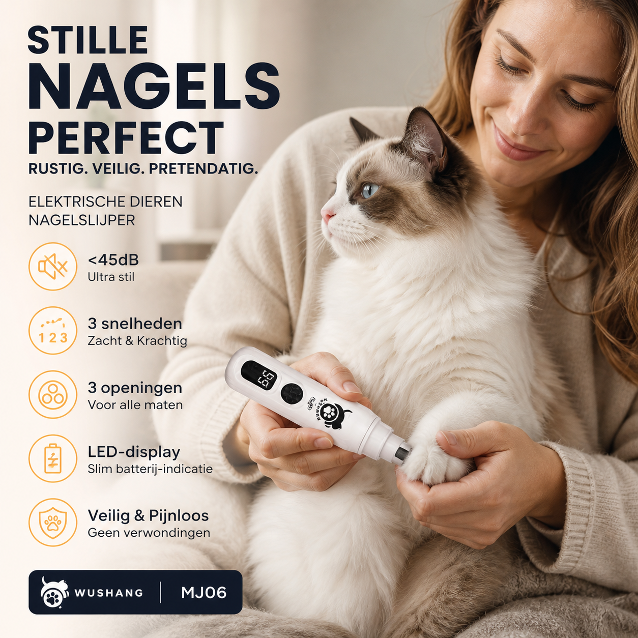 🔥 50% korting! Stille nagelslijper met digitaal display – 2 snelheden, USB-oplaadbaar en veilig voor honden en katten.
