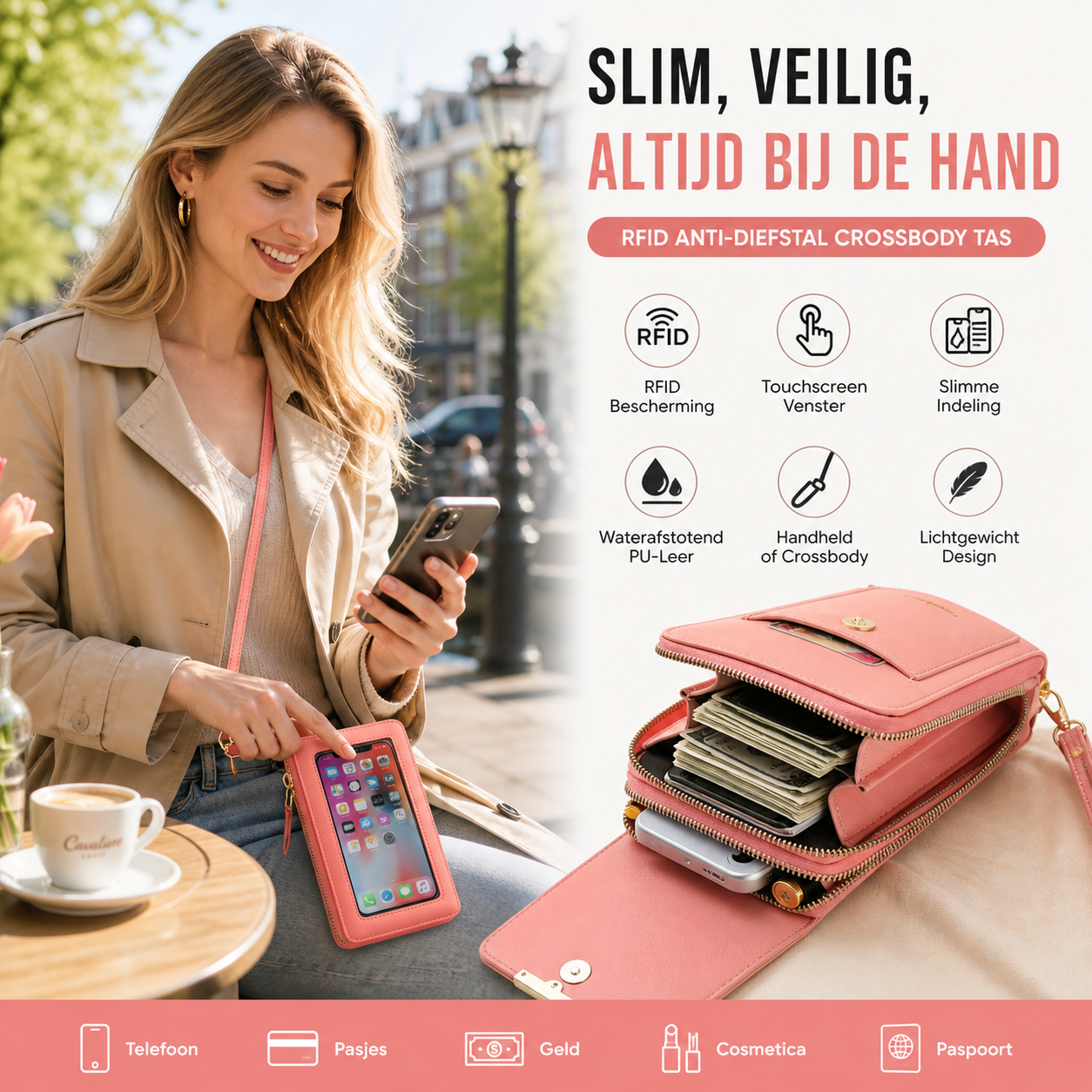 🌸🎁 Beperkte tijd! 50% korting – echte leren tas, 🔒 RFID-bescherming & stevige ritssluiting, 💃 elegant & praktisch.