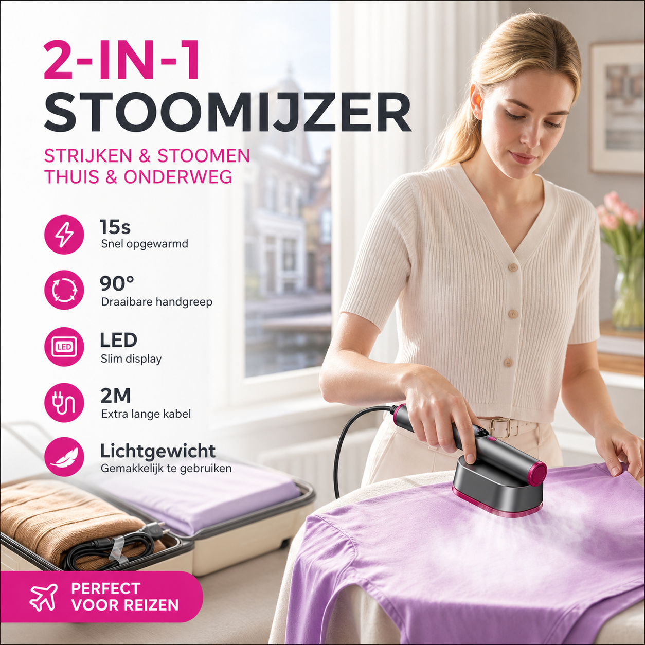 👔✨ 50% korting! Dr.Flash kledingstomer – 🔥 15s opwarmen, 📐 2-in-1 strijken & stomen, 🧳 compact voor reis!