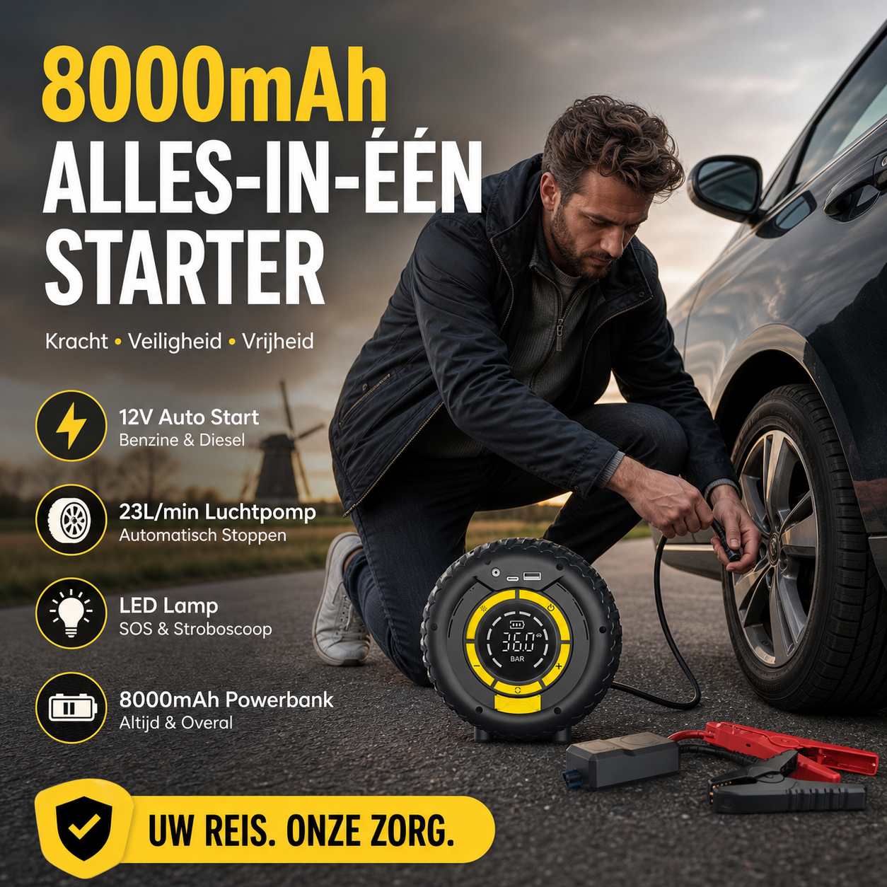 🚗 50% korting! 2-in-1 acculader & bandenpomp – 3-in-1 functie, draadloos & altijd klaar voor noodgevallen! ⚡✨