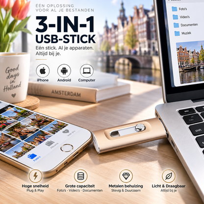 📱 50% korting! 3-in-1 universele USB-stick – voor iPhone, Android & PC. USB 3.0 supersnel – wissel bestanden moeiteloos uit! ✨🔄