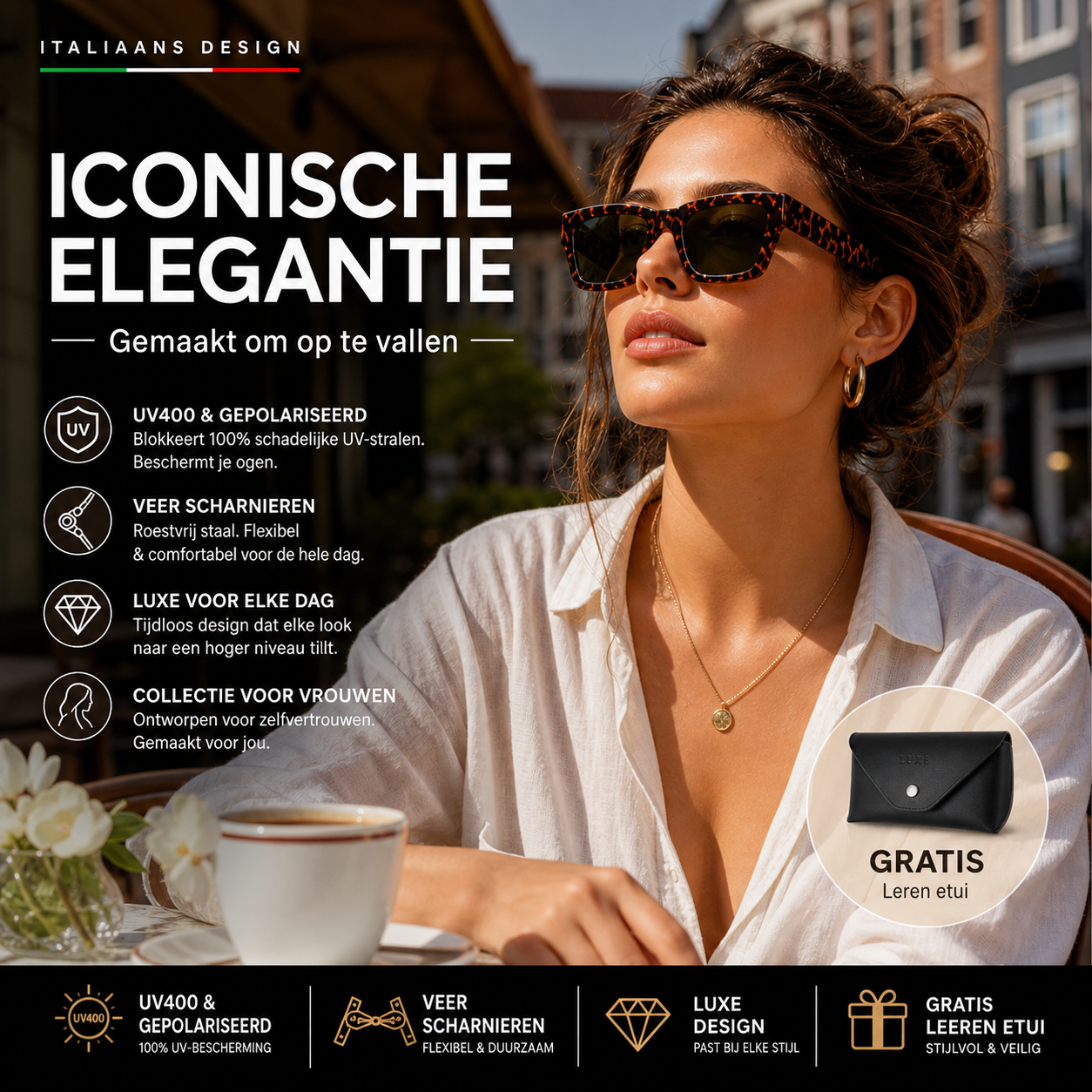 🕶️ Italiaans ontworpen polaroid-zonnebril – UV400 en flexibele scharnieren voor ultiem comfort! ✨