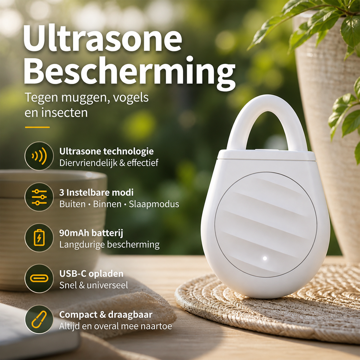 🐦 50% korting! Draagbare ultrasone vogelverjager – houdt vogels, ongedierte & sprinkhanen weg. Compact & handig voor onderweg! ✨🔊