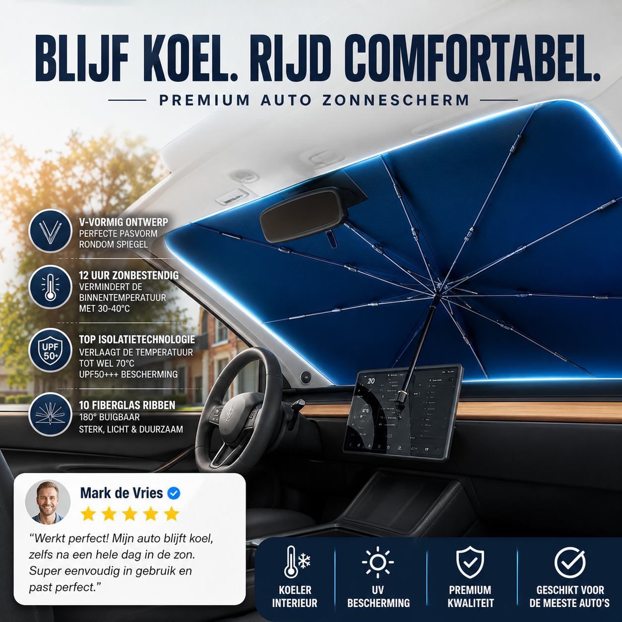 ☀️ Zonnescherm voor voorruit – opvouwbaar, warmtewerend en houdt uw auto koel! 🚗