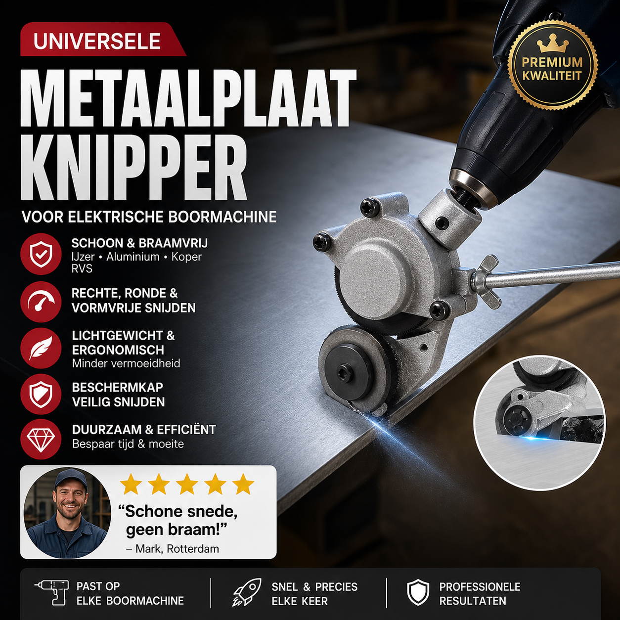 ⚡ 50% korting! Metaalsnijder voor boor – snijdt plaatstaal, koper en aluminium, perfect voor thuis of werkplaats.