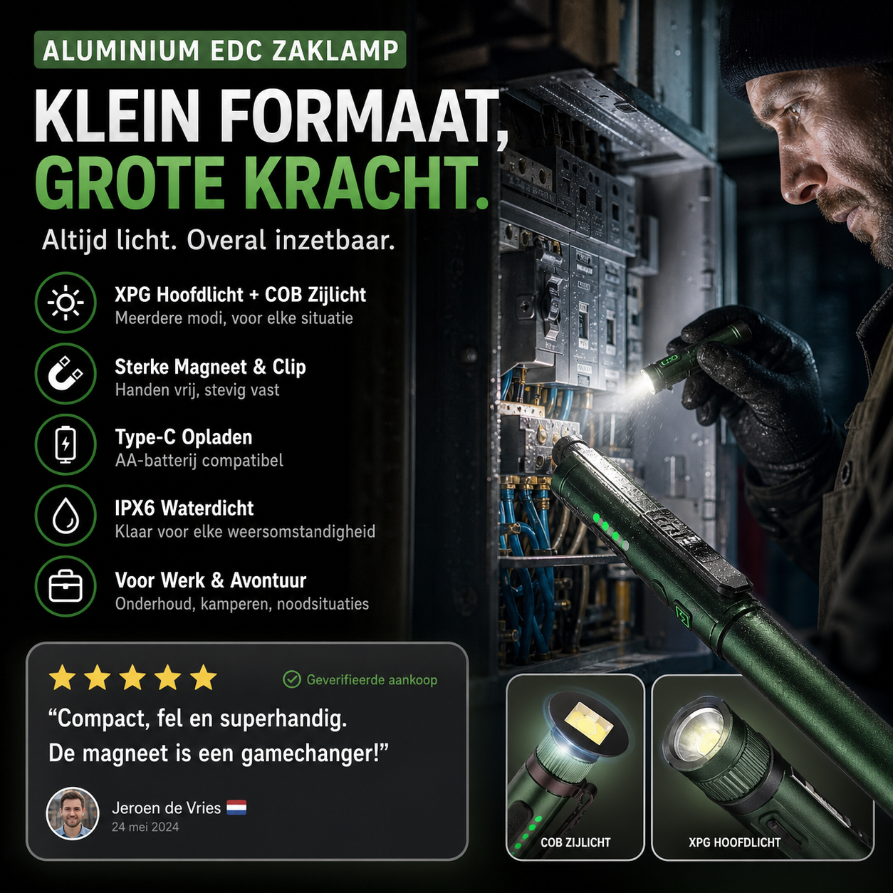 🔦 50% korting op penvormige magnetische werklamp – 3 lichtstanden, oplaadbaar en stevig, ideaal voor nauwkeurig werk.
