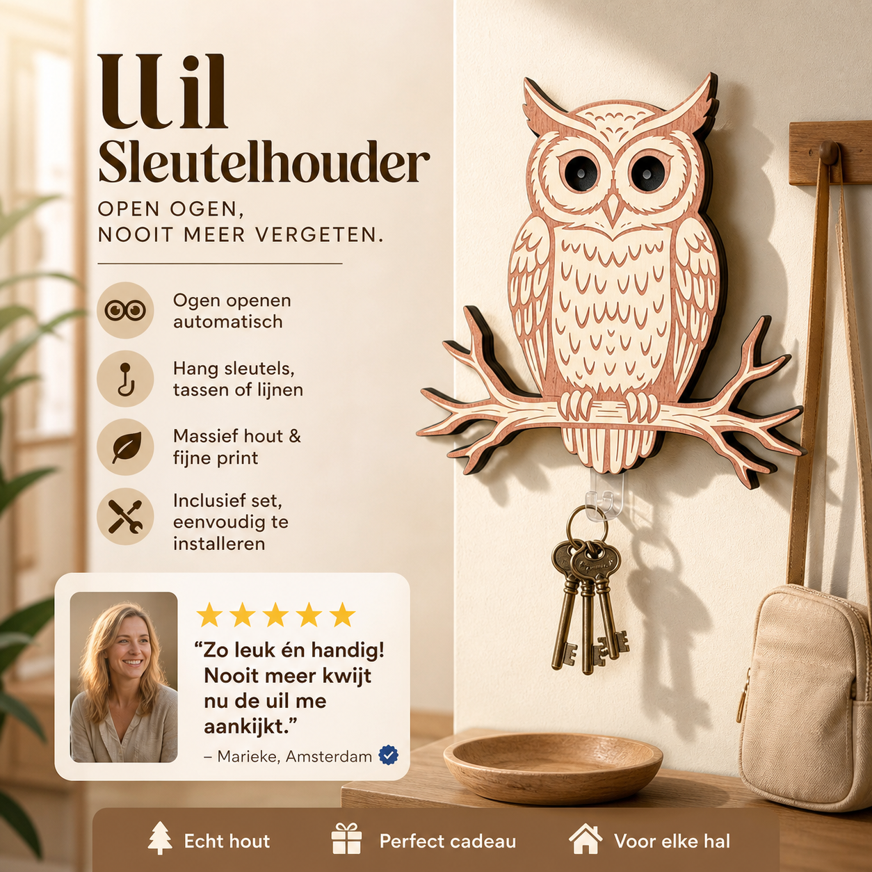 🏠 Beperkte tijd! 50% korting op uil sleutelhouder – organiseert sleutels en accessoires, geschikt voor elke muur.