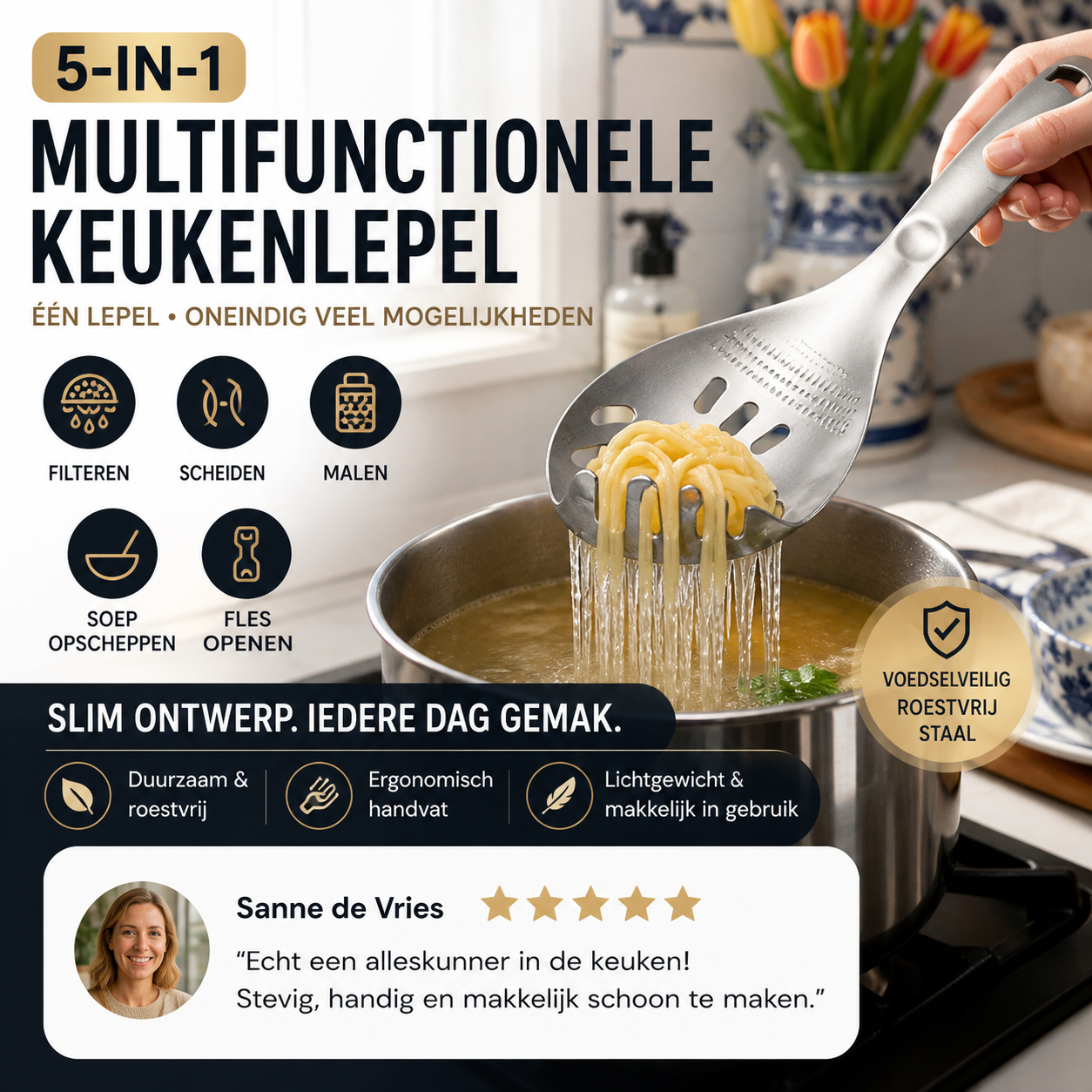 🔄🍲 Beperkte tijd! 50% korting – multifunctionele lepel, 🌿 zeef & scheider, 🧂 maal functie, 🍾 opener – alles in 1!