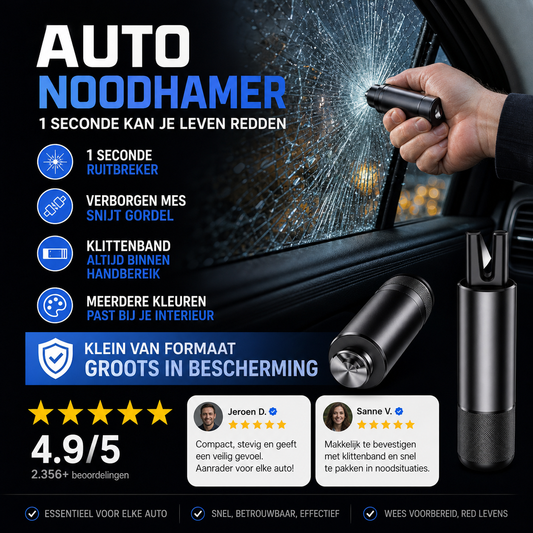 🚗 2+1 GRATIS! 2-in-1 noodhamer – ruitenbreker & gordelsnijder. Compact, altijd bij de hand in auto voor noodgevallen. 🆘🔧