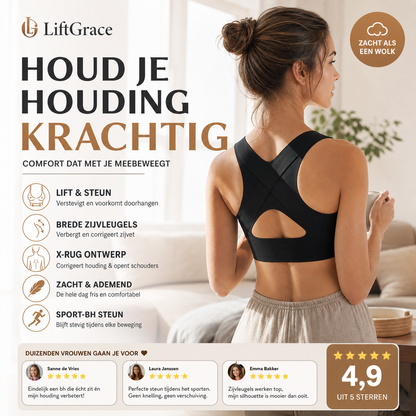 ⚡ 50% korting! Beugelvrije beha met gekruiste rugbandjes & voorste sluiting. Corrigeert houding, biedt comfort & ondersteuning. 🩰💕