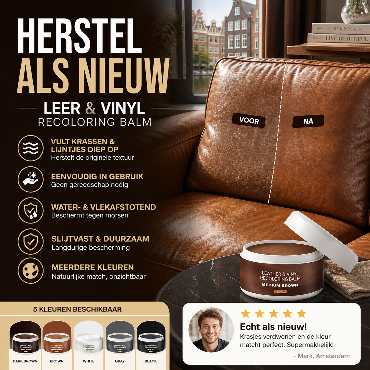 👜 50% korting! Leer renovatiepasta – herstelt krassen, voedt het leer & herstelt kleur. Voor meubels, schoenen, tassen & kleding! ✨🧴
