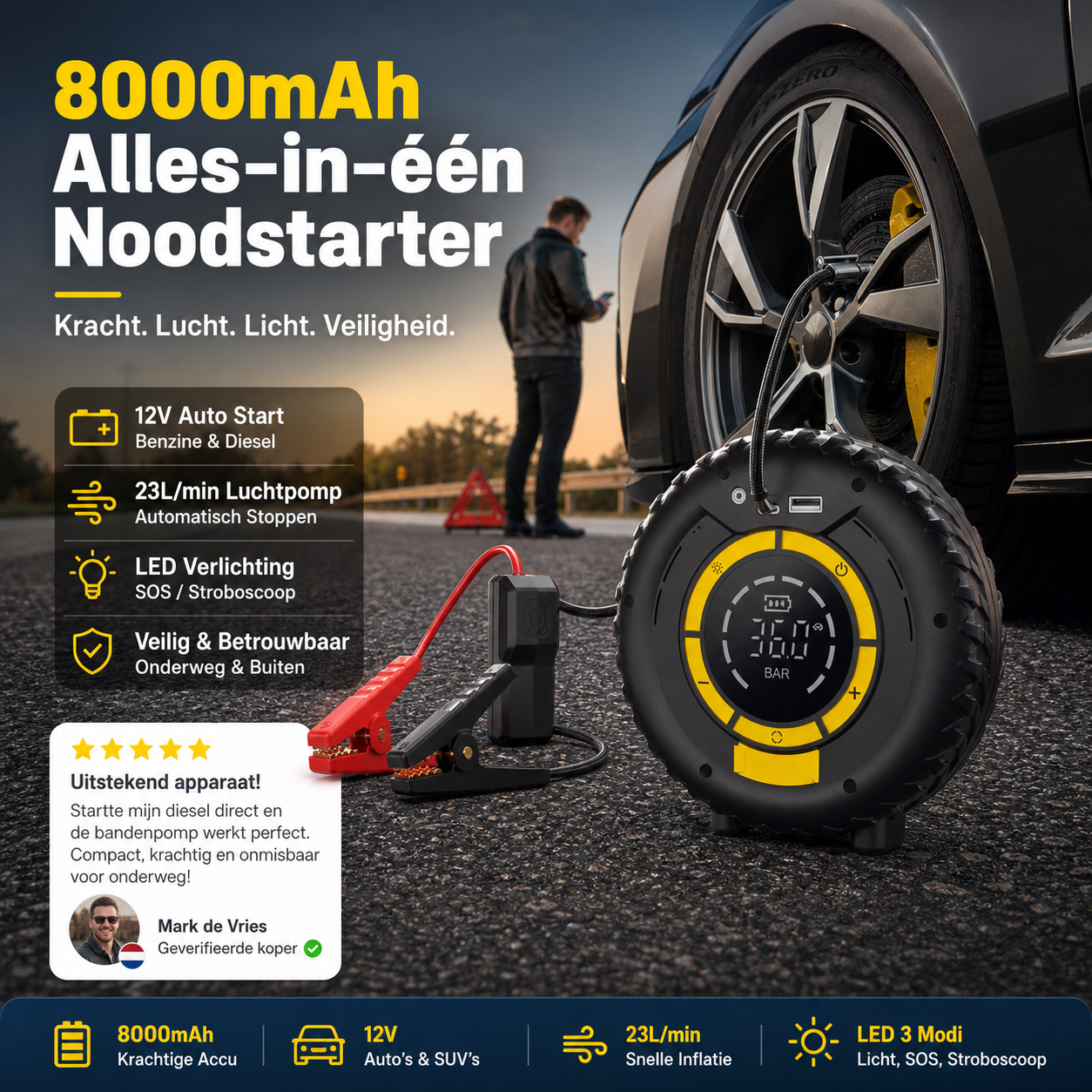 🚗 50% korting! 2-in-1 acculader & bandenpomp – 3-in-1 functie, draadloos & altijd klaar voor noodgevallen! ⚡✨