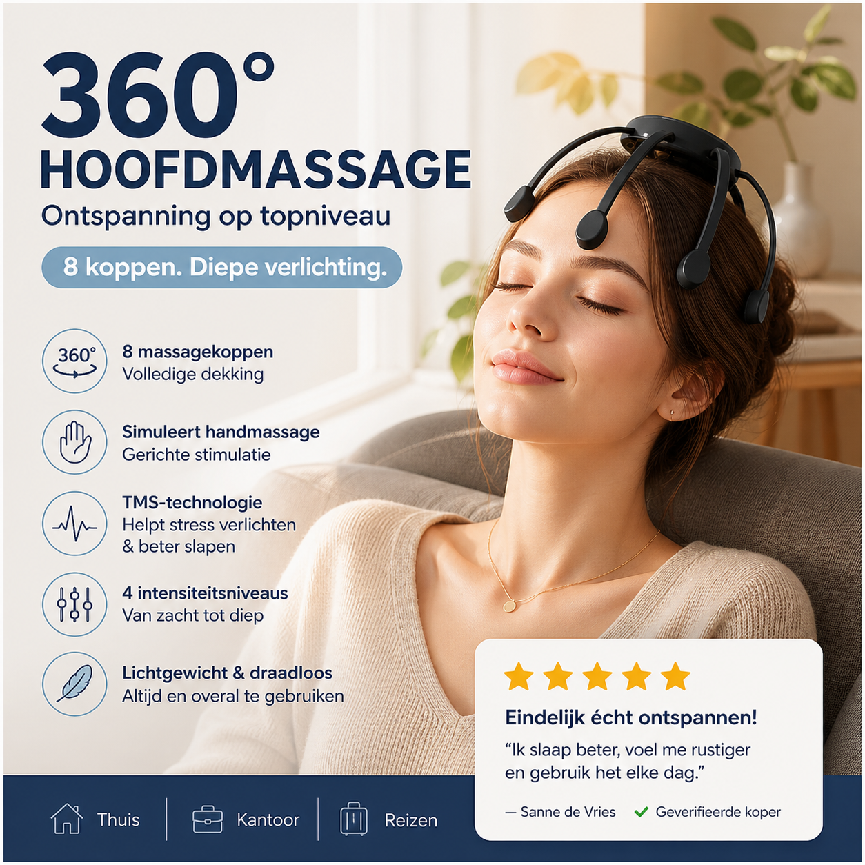 🧠 50% korting! Hoofdhuidmassageapparaat – 8 koppen, 360° massage, 4 modi & draagbaar. Ontspan overal & verbeter uw slaap! ⚡💆‍♂️