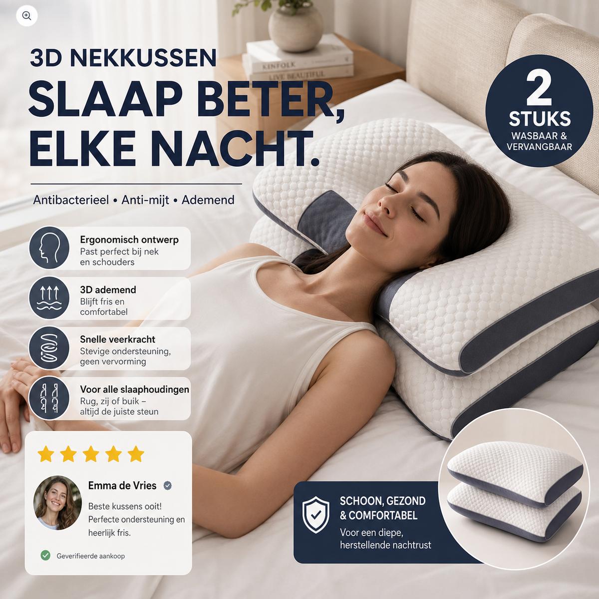 🛏️ 50% korting! Ergonomisch contour slaapkussen – hoogwaardige kern, ondersteunt nek & schouders. Voor een comfortabele, pijnvrije nachtrust! 💤✨