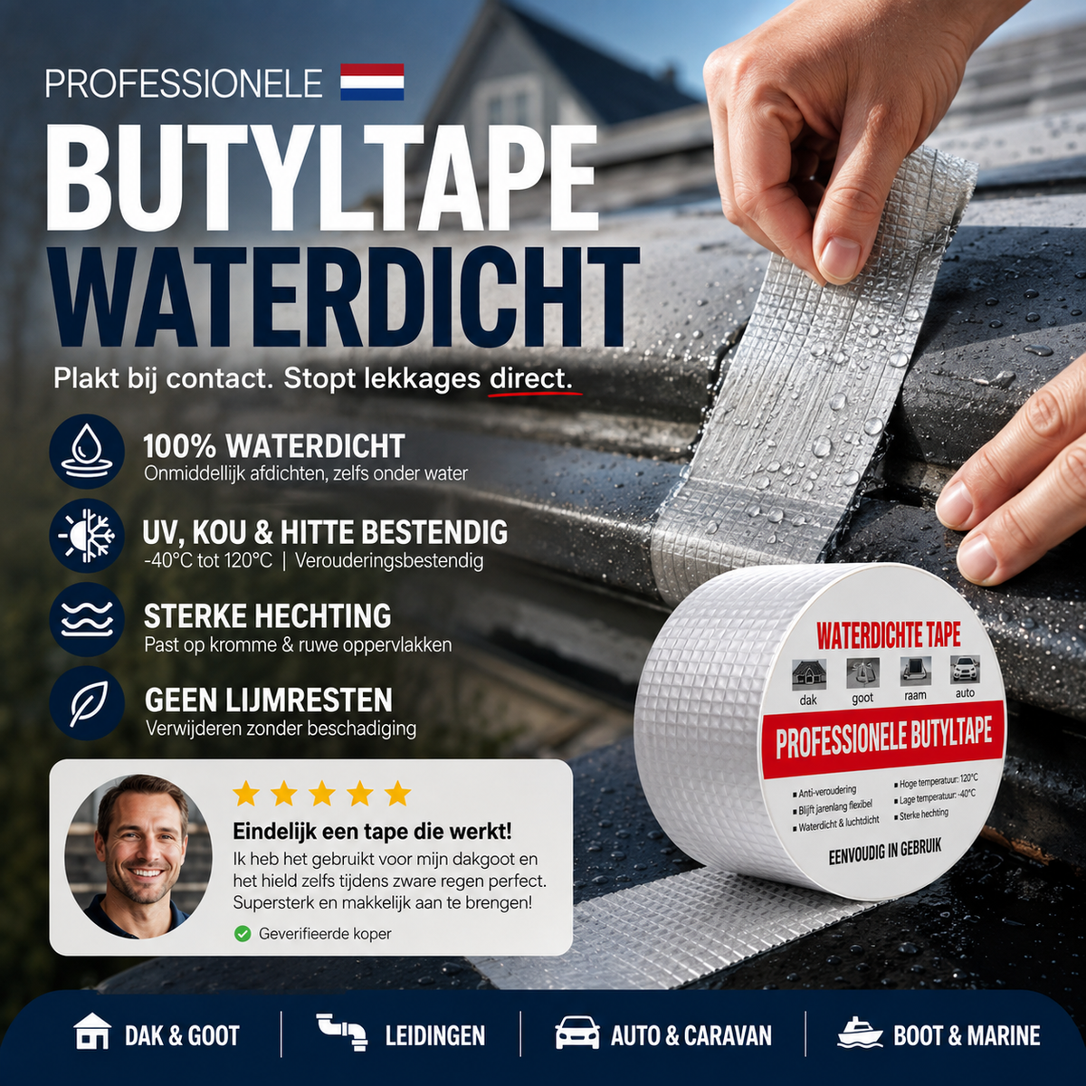🛠️ 50% korting! Zware aluminium tape – waterdicht, maar ook hitte- en UV-bestendig. Repareer alles van dak tot leiding! 💪✨