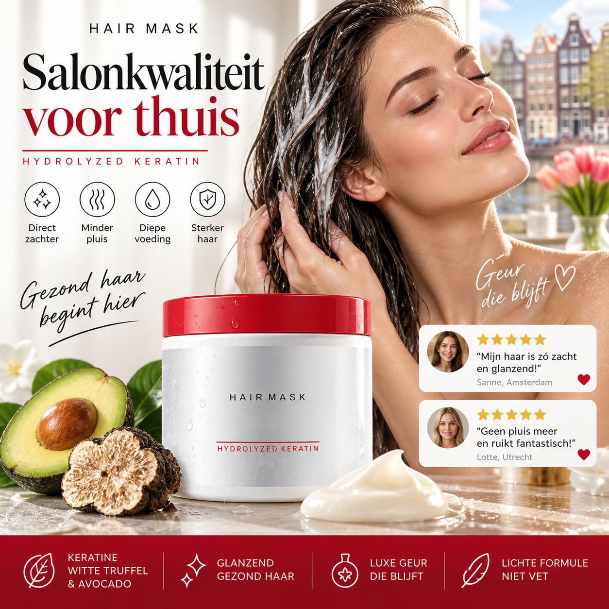 💆‍♀️ 50% korting! Verzachtend haarmasker – keratine, witte truffel & avocado-olie. Onmiddellijke zachtheid, diepe voeding & luxe langdurige geur! ✨🌸