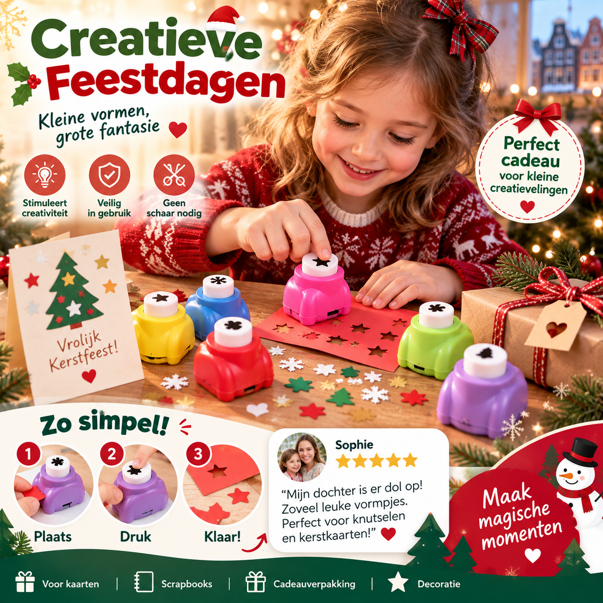 ✂️50% korting! DIY-ponsset voor kinderen – sterren, hartjes & dieren. Perfect voor knutselen & scrapbooking – creatief plezier! ✨🧒