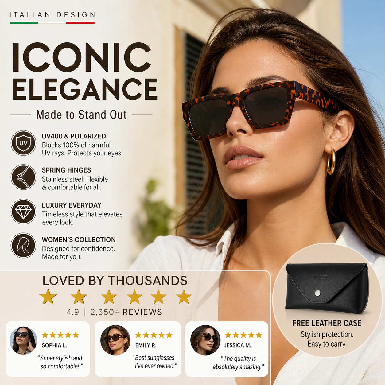 🕶️ Italiaans ontworpen polaroid-zonnebril – UV400 en flexibele scharnieren voor ultiem comfort! ✨