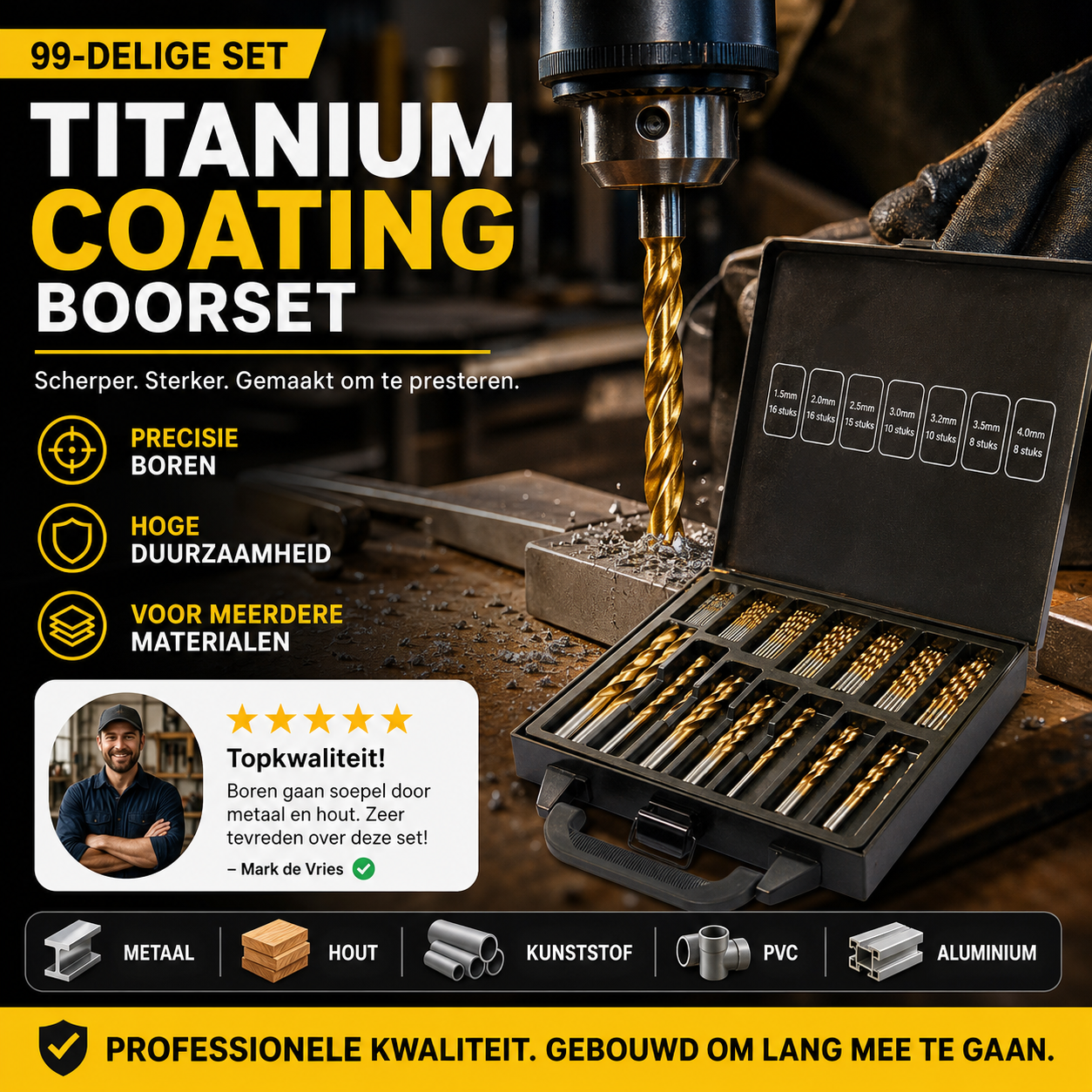 🔥Zeitlich begrenztes Angebot: 50 % RABATT!🔧 Äußerst effizientes Werkzeug, der Favorit erfahrener Handwerker! Factory Outlet – 90-teiliges Set titanbeschichteter Bohrer