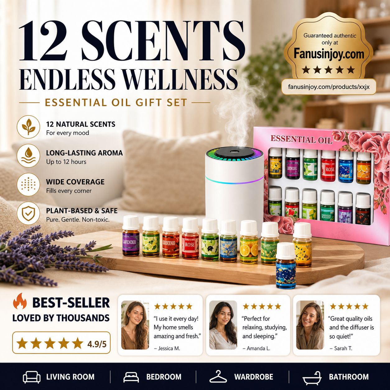 ⏳ Flitsaanbieding! ✨ 12 geuren voor elke stemming – ontspanning, energie, frisheid. Wateroplosbaar, verstopt je diffuser niet. Kies met of zonder verstuiver 🎉