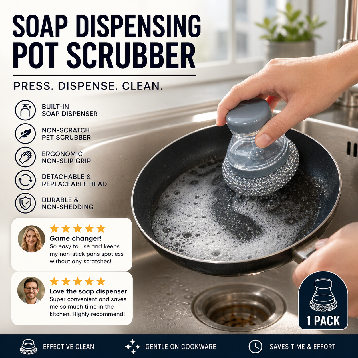 🥳 10K+ verkocht! Ingebouwde zeep borstel – krasvrij, ergonomisch & makkelijk schoon. Reinigt pannen moeiteloos – pak de jouwe! 🧼✨
