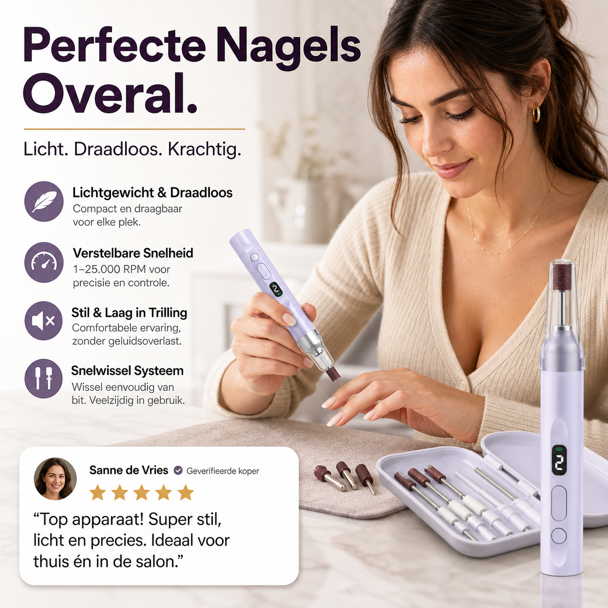 Draagbare multifunctionele elektrische nagelboormachin