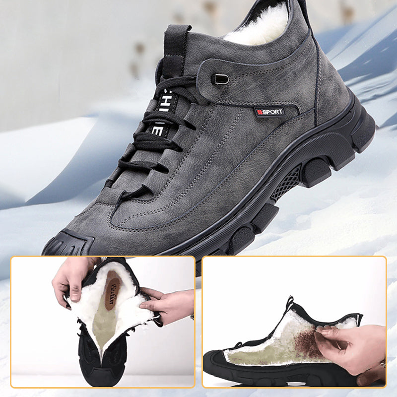 [Wintercadeau] Leren herensneakers met inzet van synthetisch bont