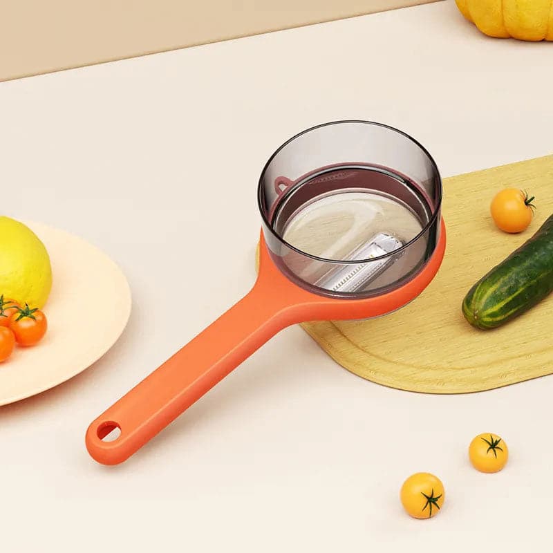 🥕 50% korting! Multifunctionele dunschiller met afvalemmer – schilt, schraapt & raspt. Vangt restjes direct op & houdt je keuken netjes. Ergonomisch & veilig opbergbaar! ✨🔪