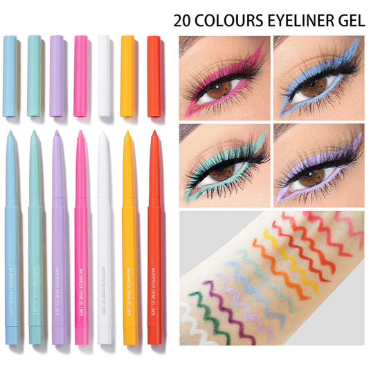 ✏️ Meerkleurig waterproof eyelinerpotlood – blijft uren zitten, voelt zacht aan en is makkelijk te vervagen.