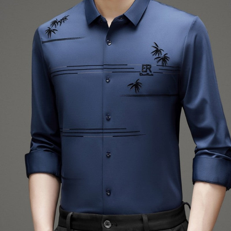 Heren Casual Trendy Gedrukt Shirt met lange mouwen