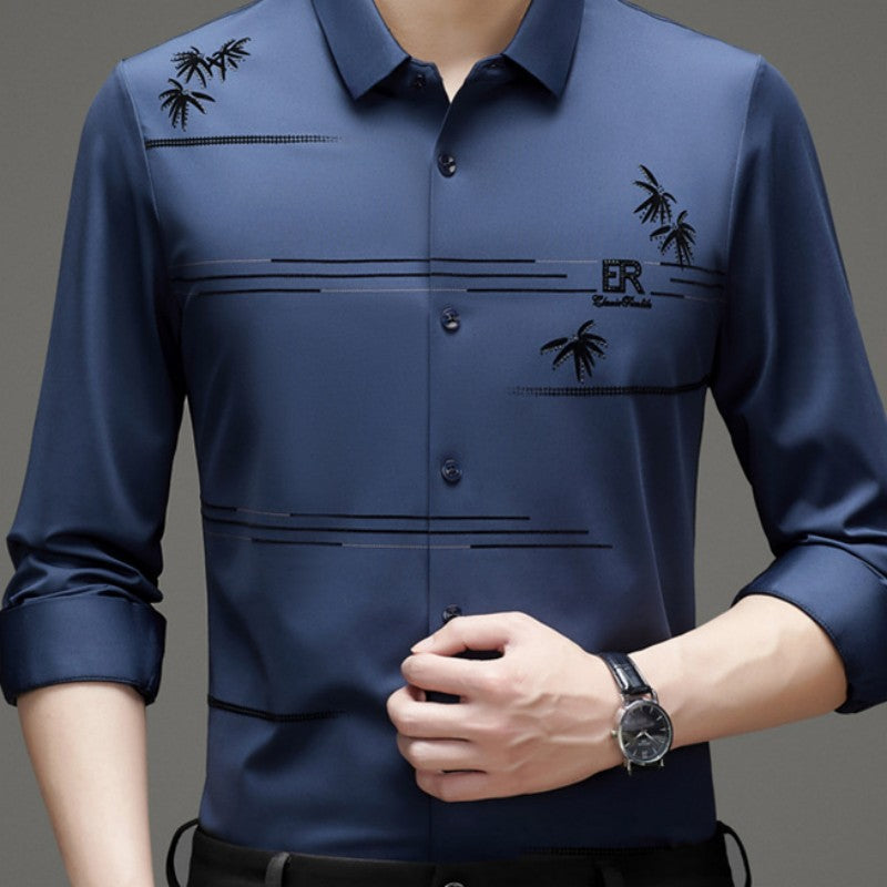 Heren Casual Trendy Gedrukt Shirt met lange mouwen