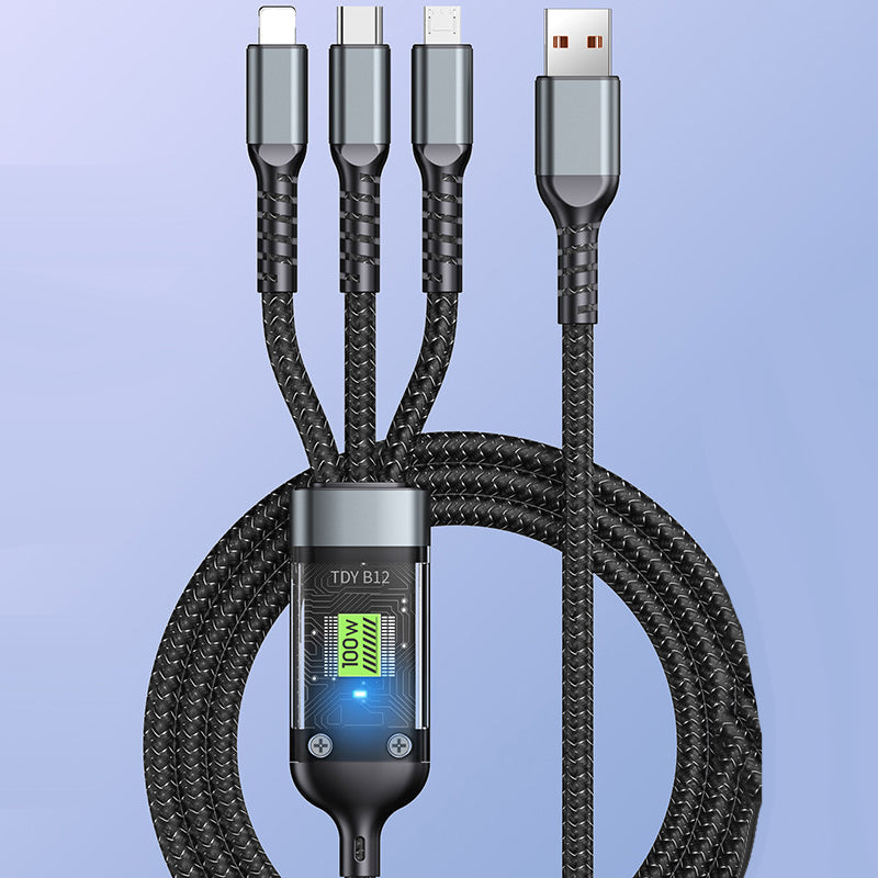 Transparante 3-in-1 supersnelle oplaadkabel
