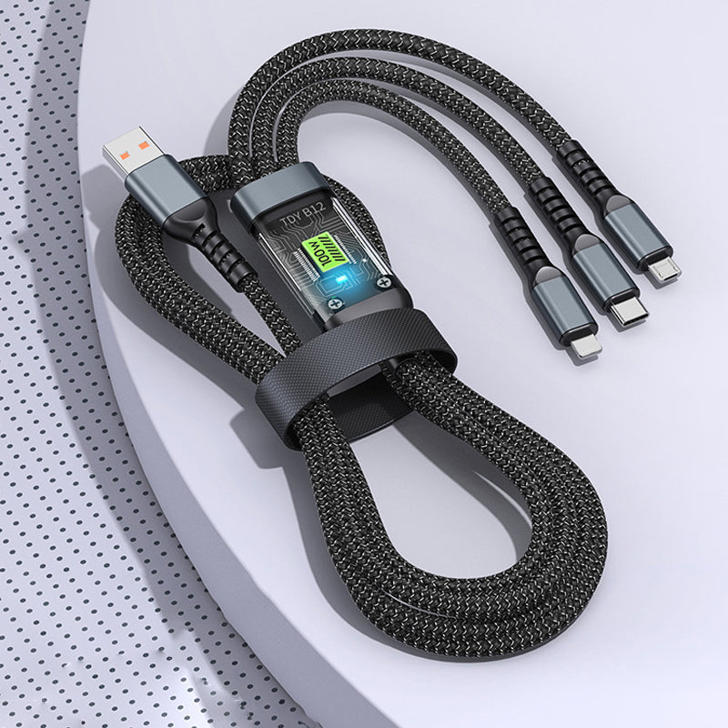Transparante 3-in-1 supersnelle oplaadkabel